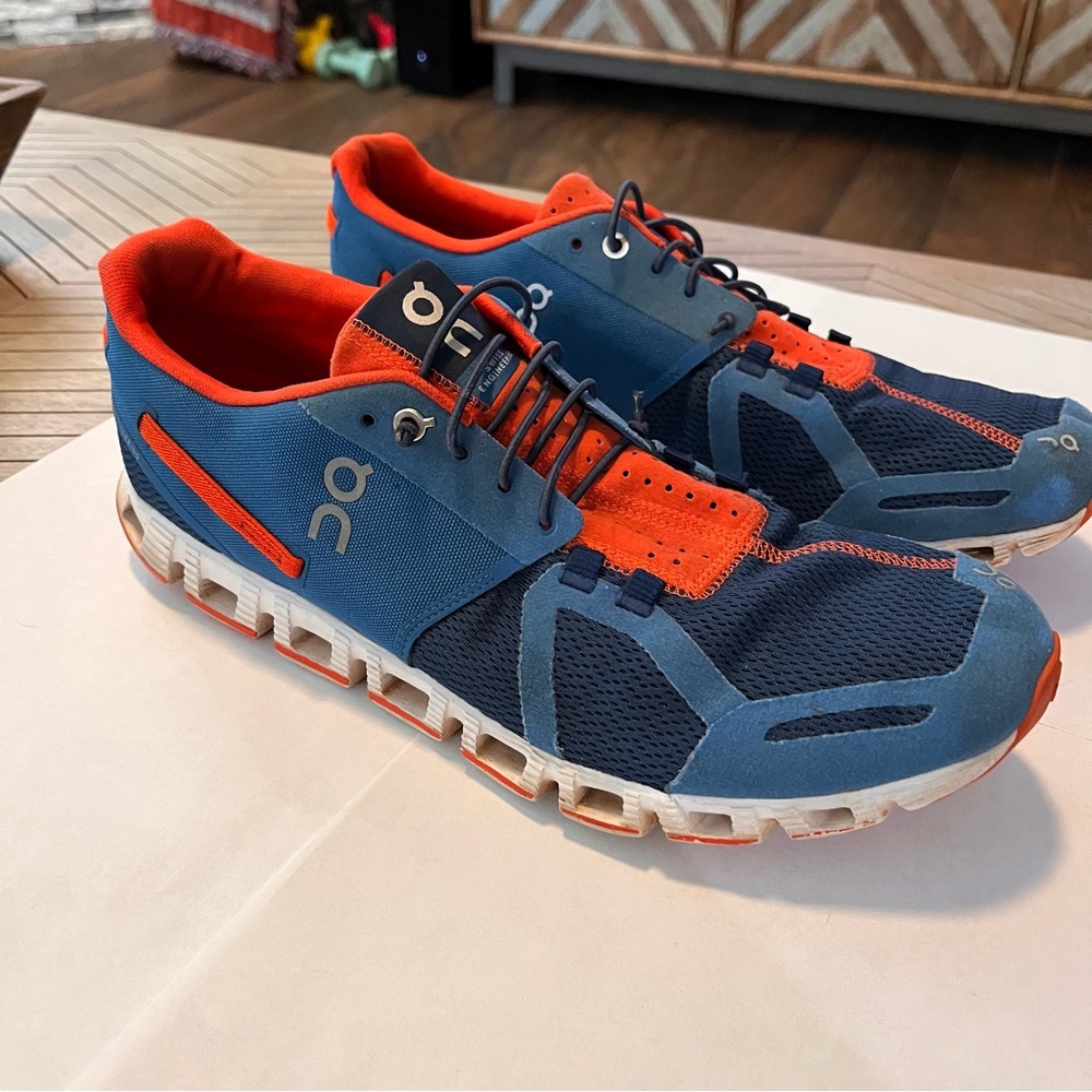 On Running Men's Athletic Shoes in Blue and Orange